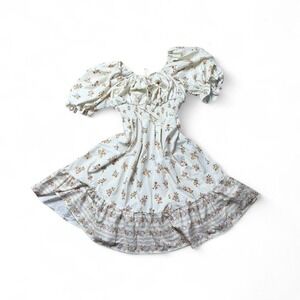 CottageCore Floral dress with puffy sleeves Whimsigoth